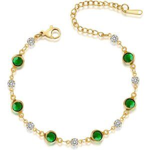 Beautifully Crafted 14K Gold Plated Emerald Tennis Bracelet | Elegant Gift Idea